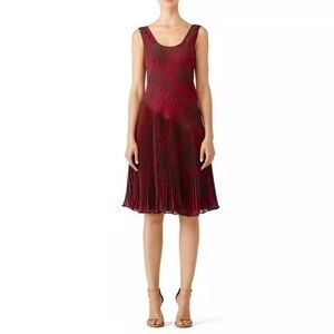 Jason Wu Red Drop Waist pleated  floral Dress